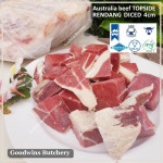 Beef TOPSIDE Australia frozen daging rendang dendeng PORTIONED 1.25cm 1/2" (price/pack 1kg 2pcs)